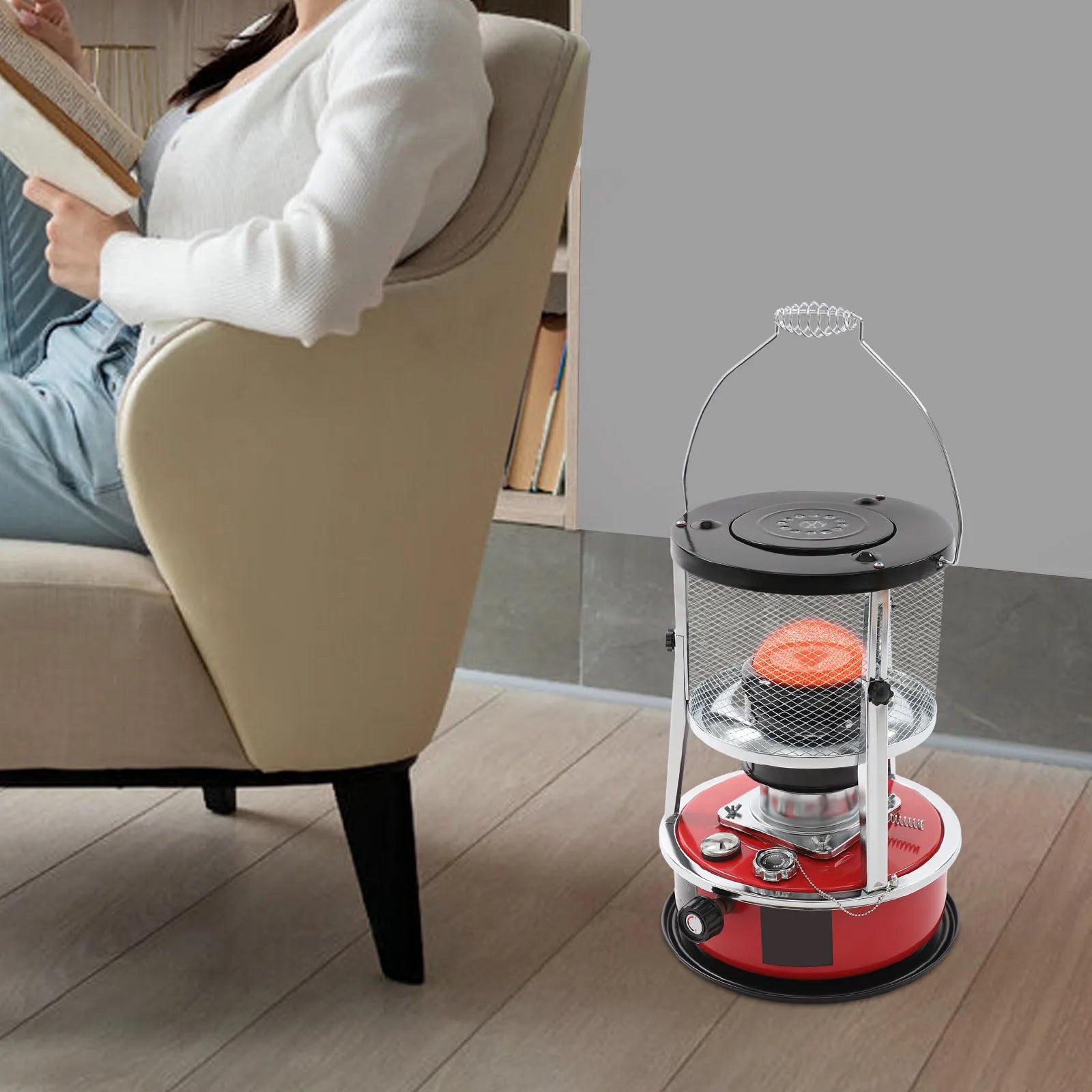 Portable Kerosene Heater with Adjustable Height, 5.2L Tank & 8000 BTU Output for Outdoor and Indoor Use