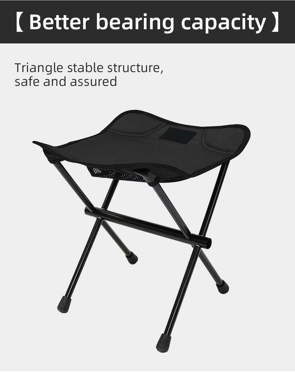 PACOONE Outdoor Portable Folding Stool Aluminum Alloy Minin Storage Chair Camping Fishing Chair Picnic Lightweight Furniture New Trekker Essentials