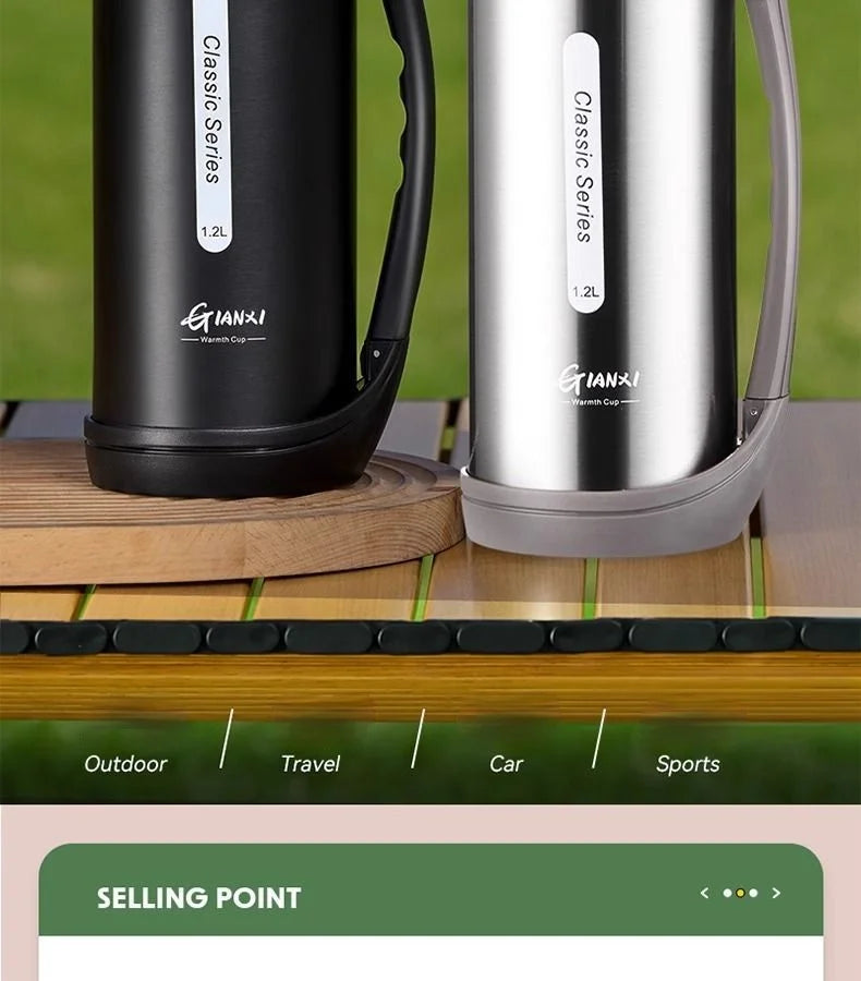 Large Capacity Camping Thermos | 2-in-1 Outdoor Travel Kettle & Cold Pot for Coffee & Hydration