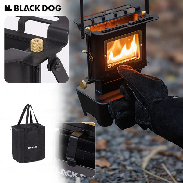 BLACKDOG Stainless Steel Lantern Stove Tempered Glass Window Lantern Portable Camping Stove Outdoor Travel Retro Fire View Stove Trekker Essentials