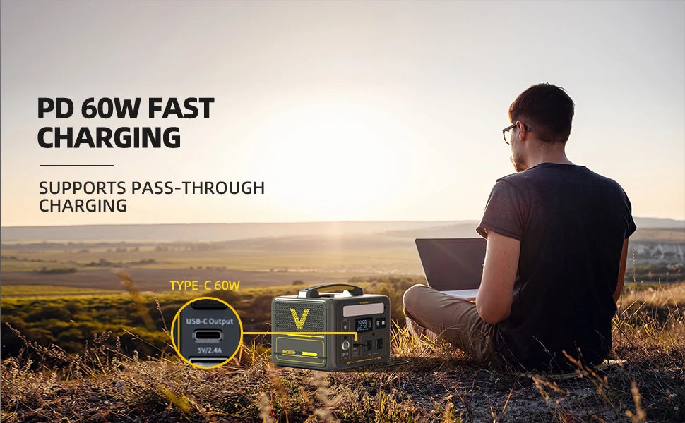 600W Portable Power Station with 110W Solar Panel – 299Wh LiFePO4 Battery, Pure Sine Wave AC, Solar Charger for Camping & Emergencies