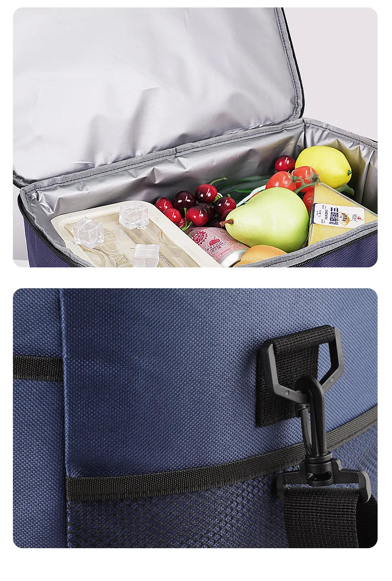 26L Large Capacity Camping Picnic Insulated Cooler Bag Cooler Box Travel Lunch Ice Thermal Food Lunch Bag Trekker Essentials