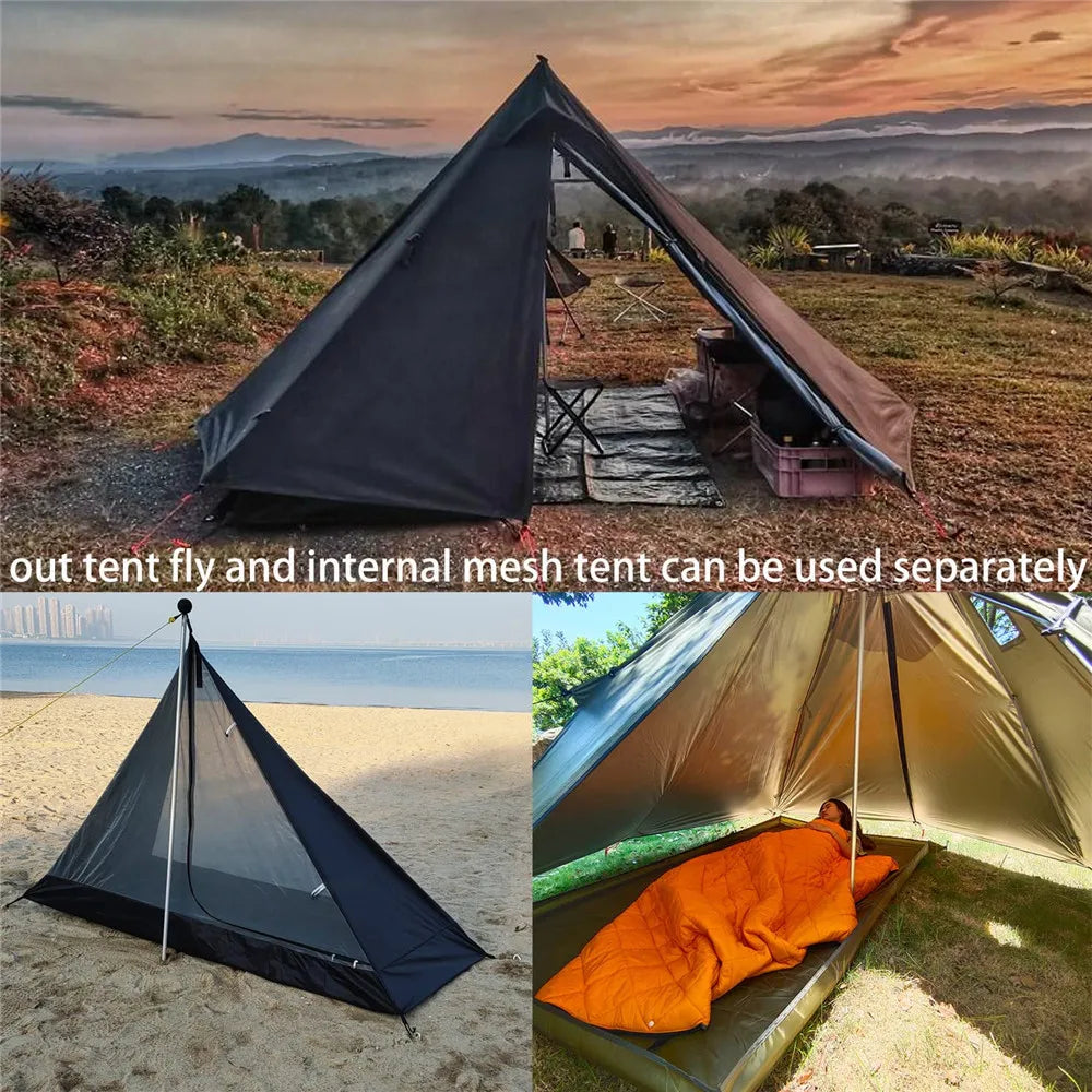 Ultralight Hot Tent with Chimney Port – 1 Person Pyramid Tipi Tent for Camping & Bushcraft Trekker Essentials