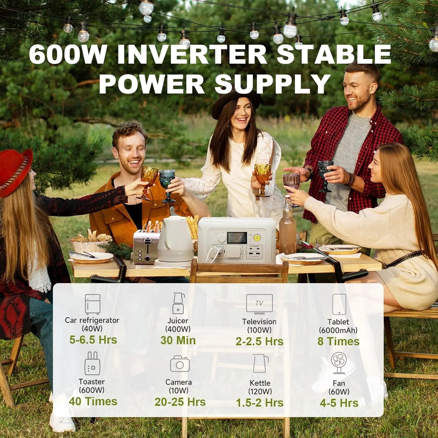 ALLPOWERS R600 Portable Power Station 600W 299Wh LiFePO4 Solar Generator UPS Battery Backup MPPT & 100W Solar panel for Camping Trekker Essentials