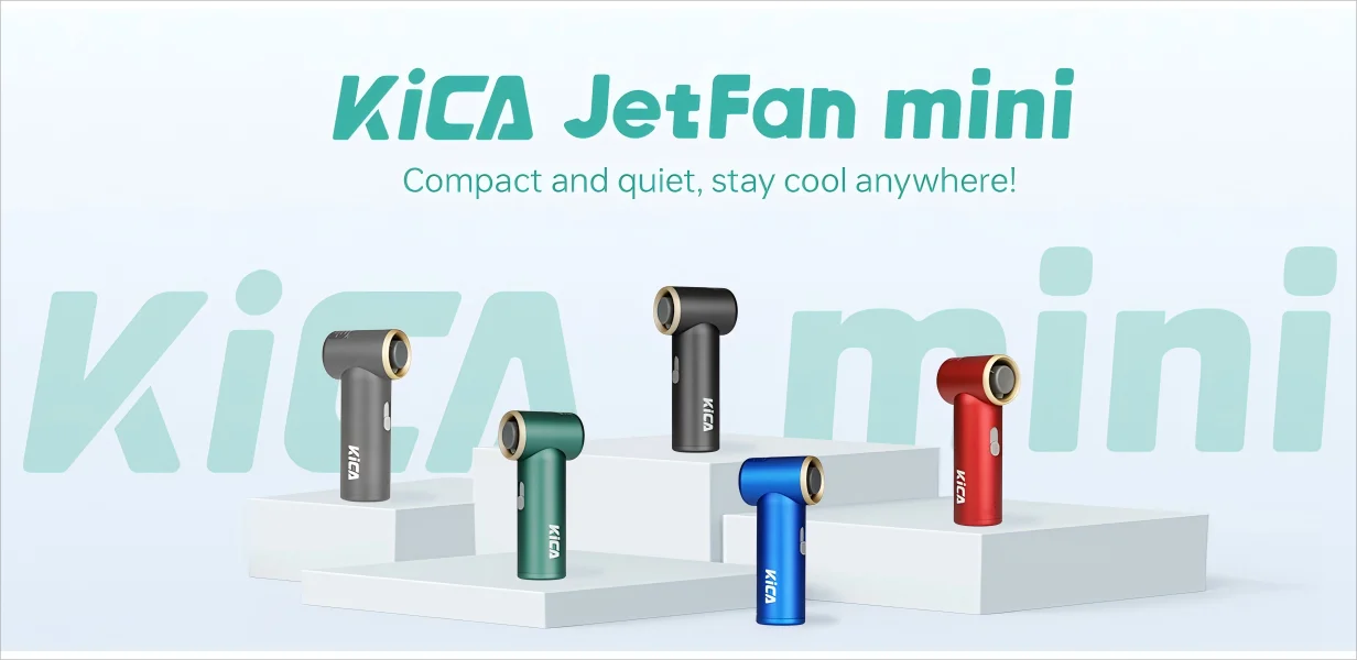 Kica JetFan mini Personal Handheld Fan 3000mAh, Metal Turbo Fan, Adjustable Speed, Outdoor/Travel/Camping, Up to 14H Work Time Trekker Essentials