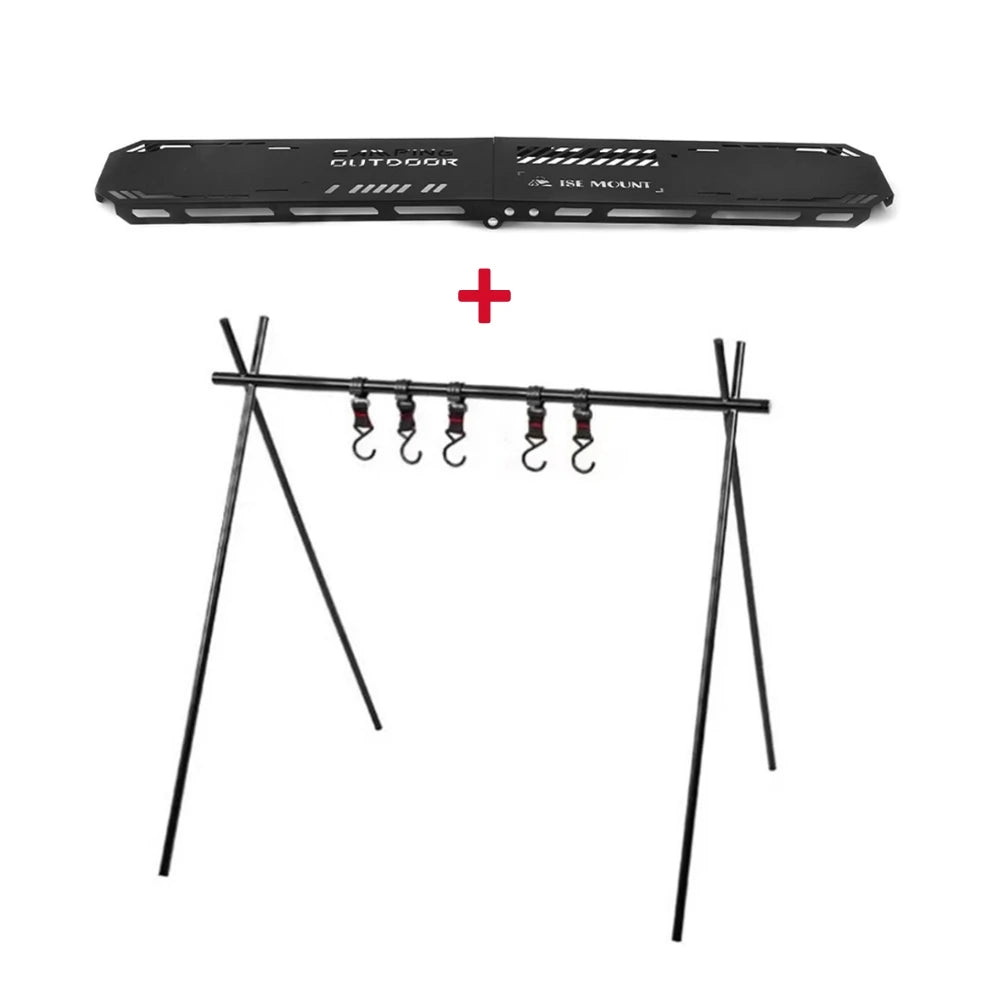 Foldable Camping Tripod Top Plate – High-Strength Hanging Rack with BBQ Holes for Picnics, Hiking & Outdoor Cooking
