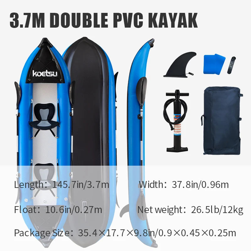 Lightweight & Stable PVC Inflatable Kayak for Single or Tandem Adventures