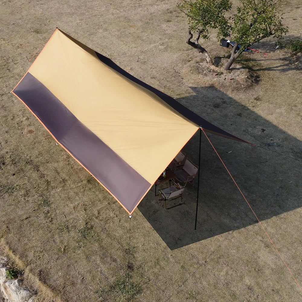 Top Lander Large Camping Waterproof Tarp Oxford 4X6 Outdoor Canopy Sun Shelter Tent Tourist Awning Shade for Multiple People Trekker Essentials
