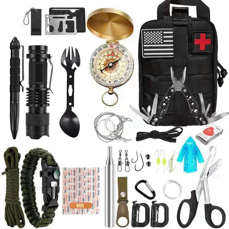 Survival Kit Emergency Set – Multi-Tool Outdoor Camping & First Aid Gear for Hiking, Travel & Wilderness Trekker Essentials