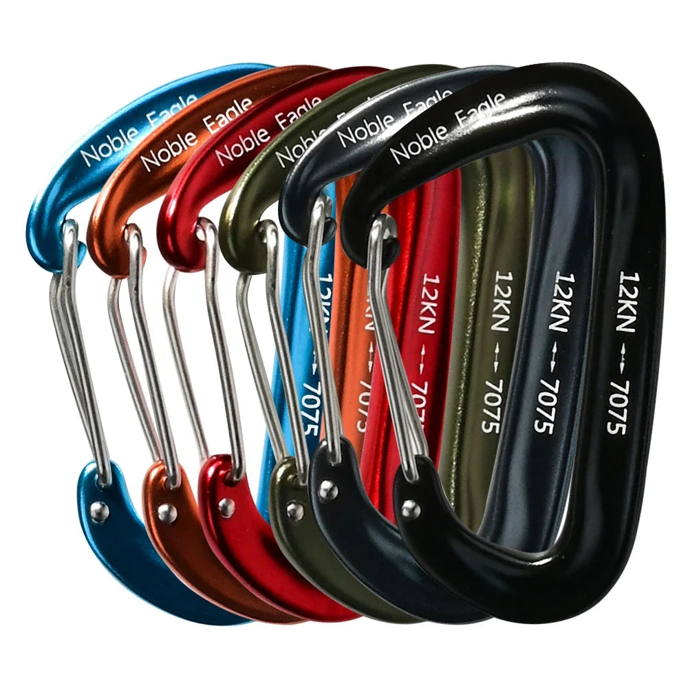 6Pcs 12kn Carabiner Set D Ring Heavy Duty Aluminum Tactical Carabiners Clips Camping Hiking Climbing Hook Hammock Outdoor Gear Trekker Essentials