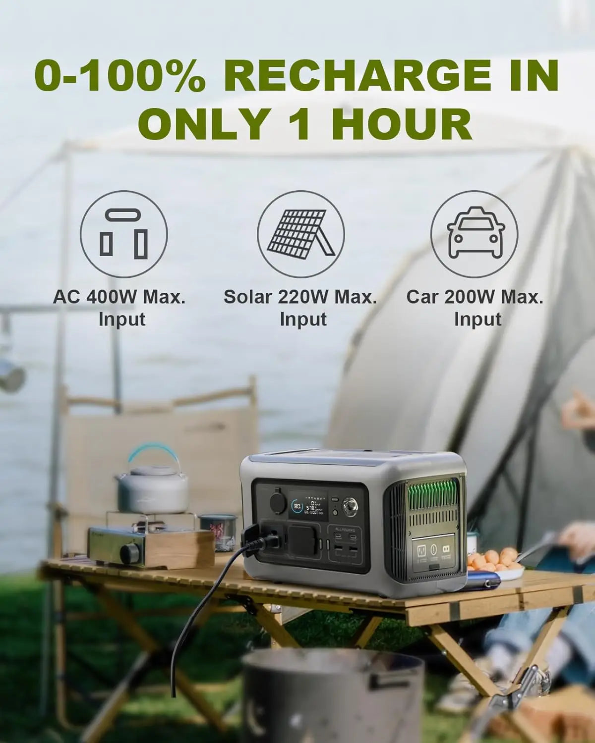 600W 299Wh Portable Power Station with Optional Solar Panel - LiFePO4 Solar Generator for Camping & Home