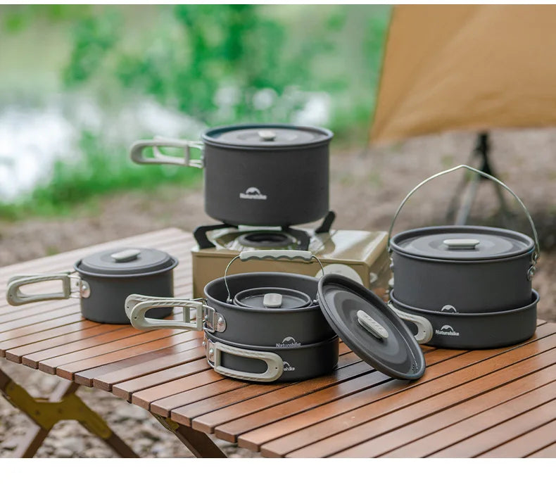 Portable Camping Cookware Kit – Outdoor Frying Pan, Kettle & Foldable Cooking Utensils Set for Camping & Picnic Trekker Essentials