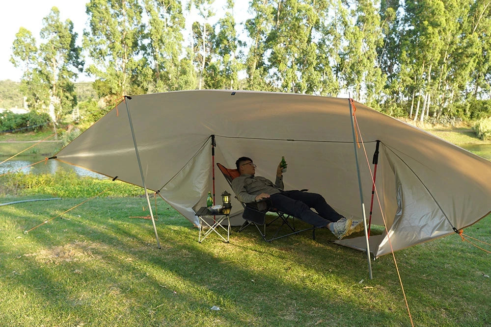 19 Hang Point Tarp Waterpoof Survival Bushcraft Sun Shelter Beach Shade Tent Outdoor Canopy Backpacking Tourist Awning 4x4 3x3m Trekker Essentials