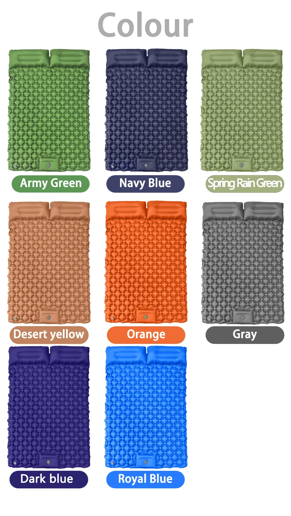 Double Inflatable Camping Mattress – Extra Wide Ultralight Sleeping Pad with Built-in Pump for Camping & Travel Trekker Essentials