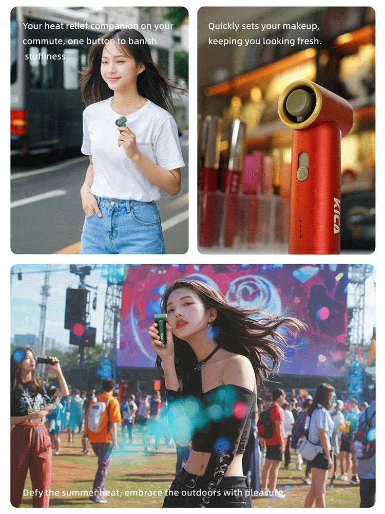 Kica JetFan mini Personal Handheld Fan 3000mAh, Metal Turbo Fan, Adjustable Speed, Outdoor/Travel/Camping, Up to 14H Work Time Trekker Essentials