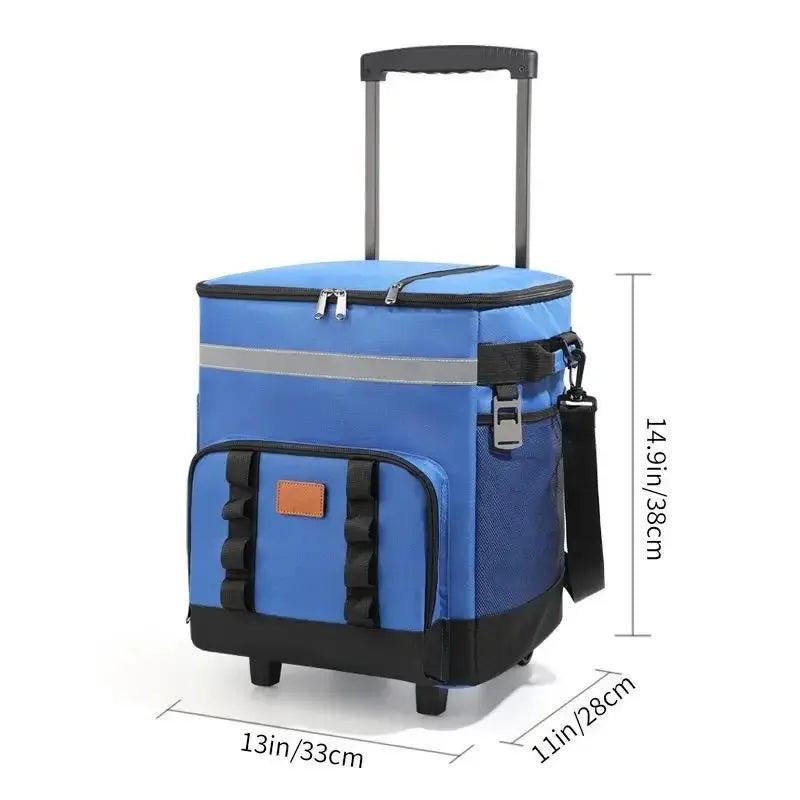 35L Leakproof Soft Cooler Bag with Wheels Large Capacity Insulated Thermal Tote for Picnic Camping Beach Delivery Multi-purpose Trekker Essentials