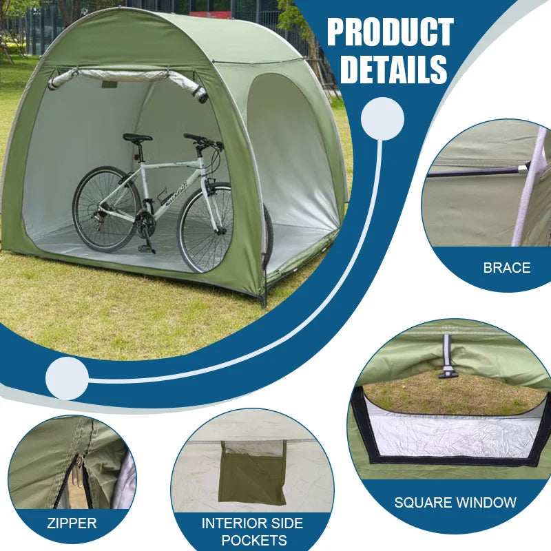 Portable Bike Shelter Storage Tent – Aluminum Alloy Frame, Oxford Fabric, Weatherproof Bicycle Cover Trekker Essentials