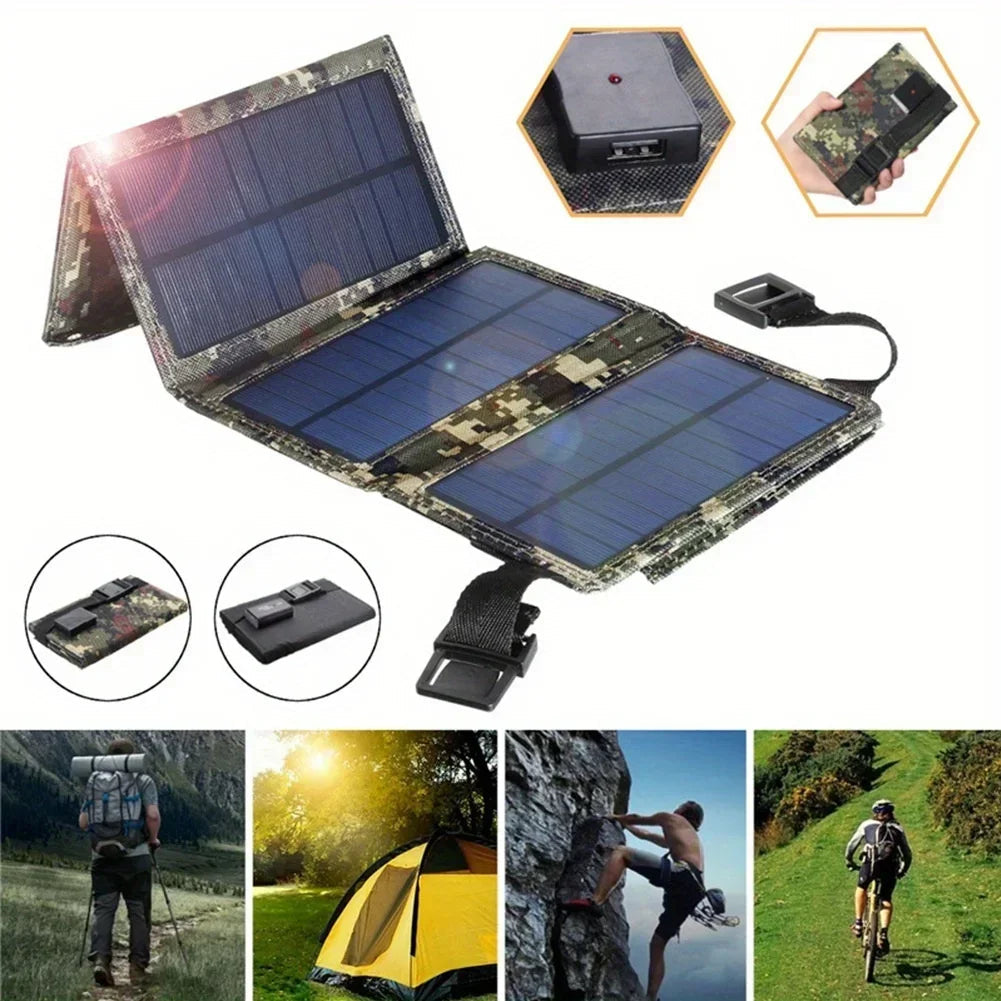 1PC Foldable Solar Panel, Portable Flexible  5V USB Foldable Solar Panel, Used for Small Batteries Outdoor Lighting Accessories Trekker Essentials