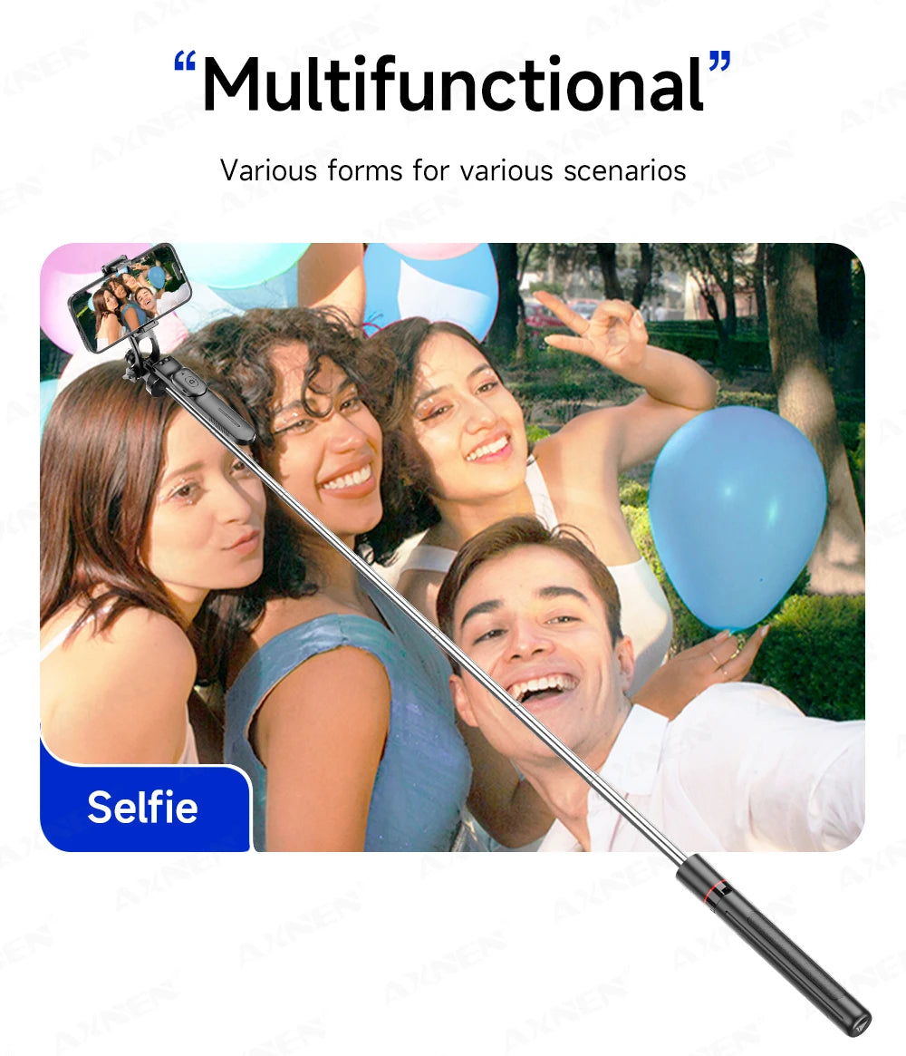 F16 Selfie Stick Tripod with 1708mm Long 8-Section Pole, Bluetooth Remote, 360° Rotation, 1/4 Interface, for Phone Camera Vlog Trekker Essentials