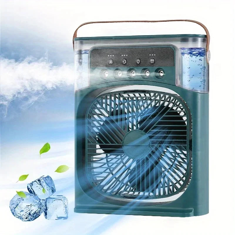 Ventilador eléctrico con humidificador: enfriador de aire portátil para camping y cochecitos de bebé