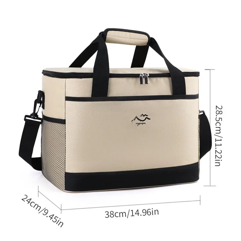 26L Large Capacity Camping Picnic Insulated Cooler Bag Cooler Box Travel Lunch Ice Thermal Food Lunch Bag Trekker Essentials