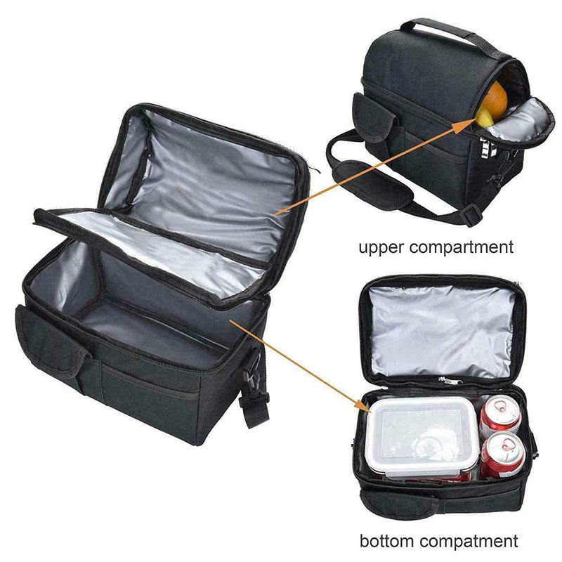 Large Leak-Proof Insulated Cooler Bag – Dual Compartment Lunch Tote for Camping & Travel