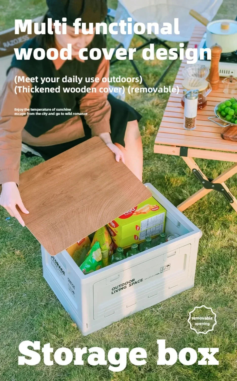 Foldable Camping Storage Box – 27L/50L Large Capacity Organizer for Outdoor, Picnic & Car Trunk