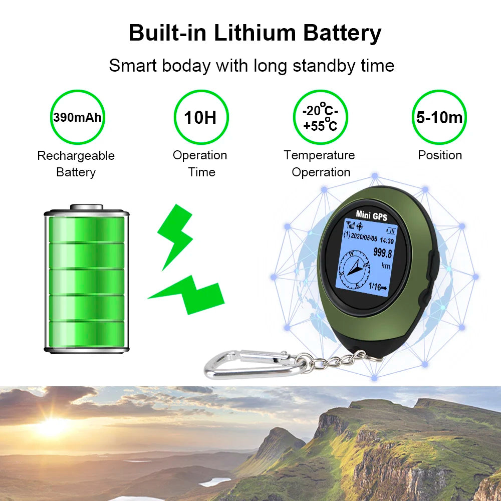 High-Precision Satellite Mini Handheld GPS Coordinates Compass Altitude locator Navigator Outdoor Sports Travel hiking Tracking Trekker Essentials
