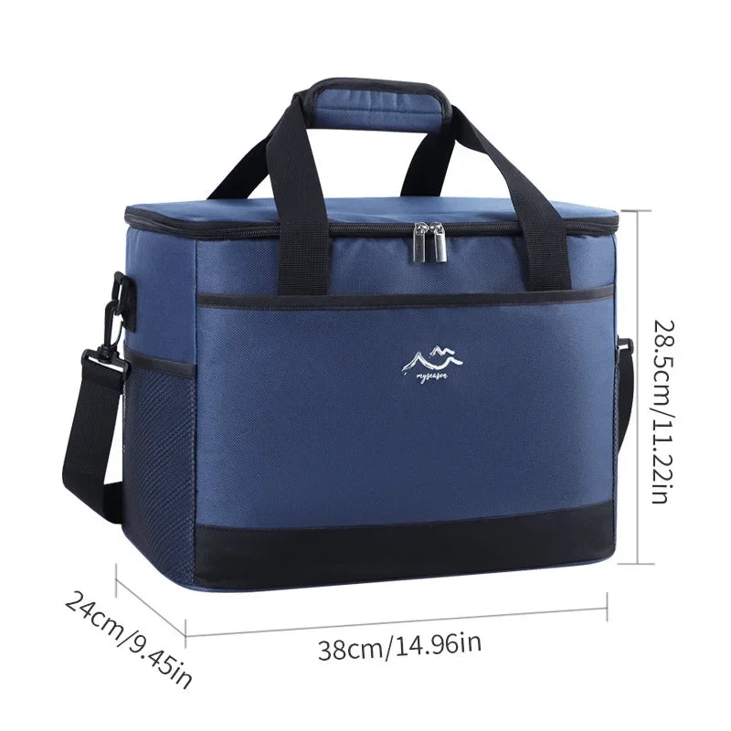26L Large Capacity Camping Picnic Insulated Cooler Bag Cooler Box Travel Lunch Ice Thermal Food Lunch Bag Trekker Essentials