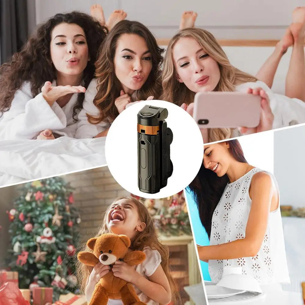 Trípode para selfies giratorio de 360° con control remoto inalámbrico y soporte para teléfono