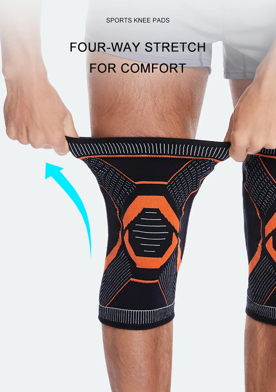 1Pcs Sports Knee Pads Silicone Spring Anti-slip Knee Support Keep Warm Outdoor Sports Skipping Cycling Hiking Mountain Climbing Trekker Essentials
