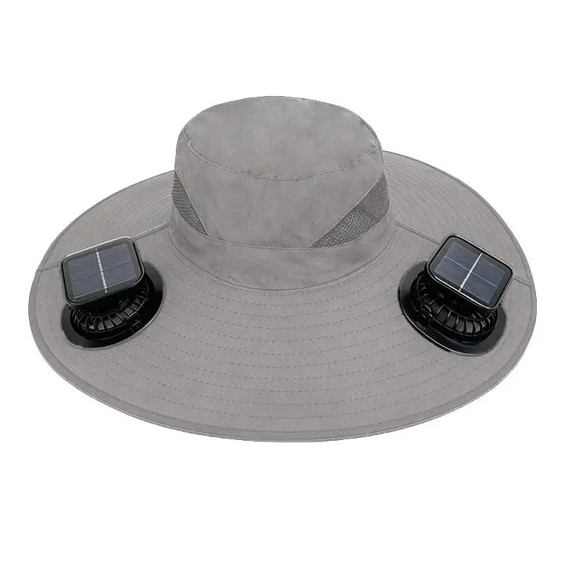 Large Size Quick Dry Bucket Hat With Solar Powered Fan USB Charging Sun Hat For Men Outdoor Hiking Camping Fishing Cooling Wear Trekker Essentials