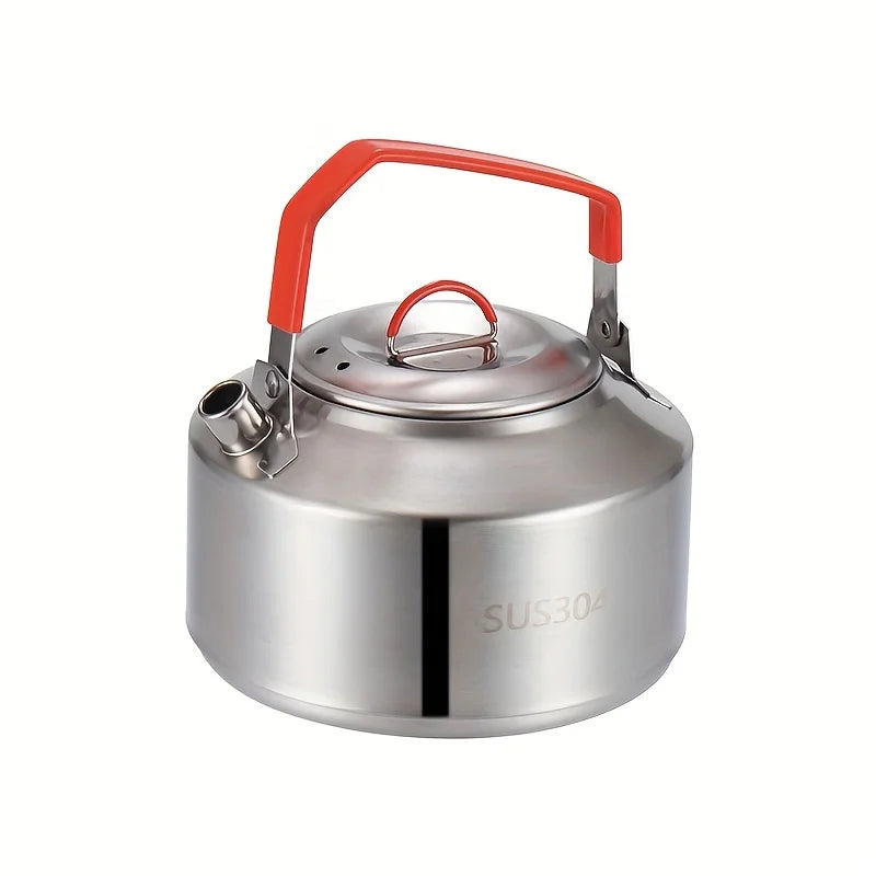 304 Stainless Steel Camping Kettle: 2L Portable Outdoor Tea Pot for Hiking & Picnics