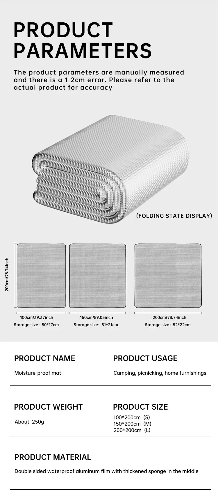 Waterproof Outdoor Camping Foam Mat – Moisture-Proof & Insulated Sleeping Pad for Two (1/10pcs)