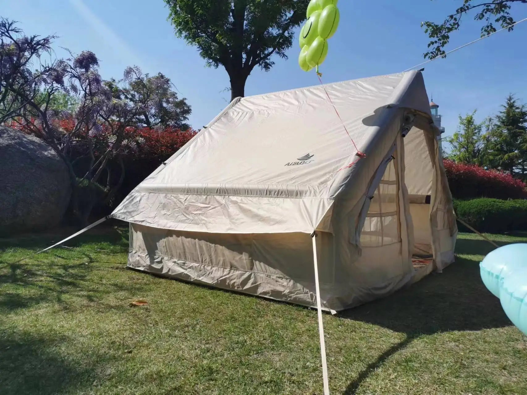 Large Inflatable Camping Tent for 3–4 People – Waterproof Family Cabin Tent with Sun Protection Trekker Essentials