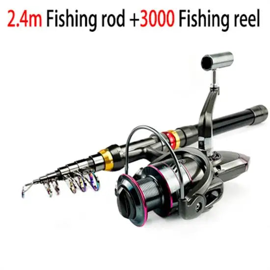 1.8-3.6m Carbon Fiber Fishing Rod And Reel Combo Super Hard Telescopic Fishing Pole Spinning Reel Kit Max Resistance 3-8kg Pesca Trekker Essentials