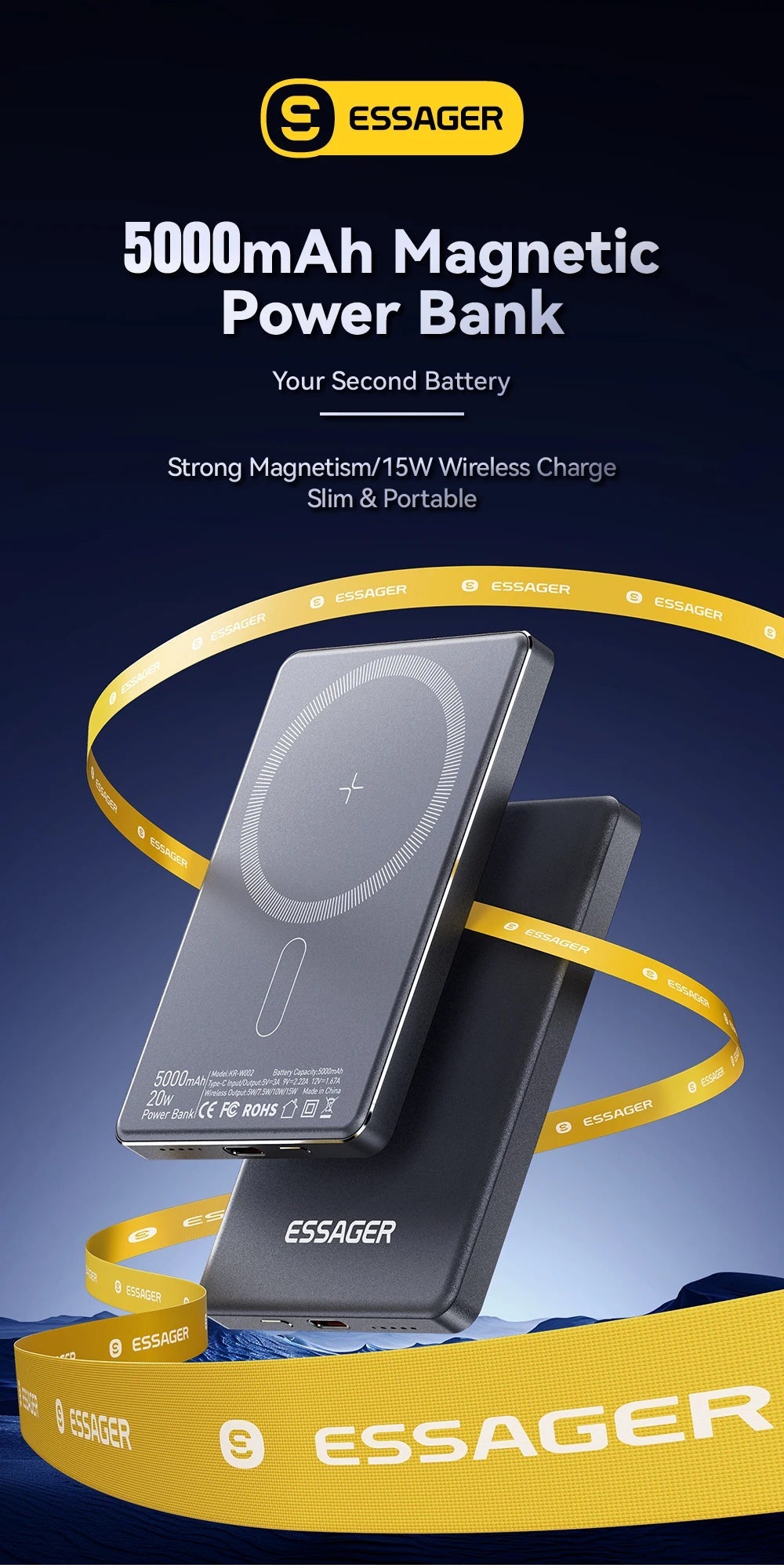 Magnetic Wireless Power Bank 5000mAh – Ultra Slim 20W Fast Charging Portable Charger for iPhone & Smartphones Trekker Essentials