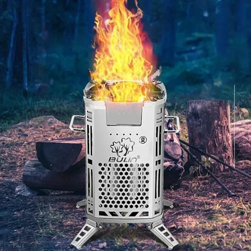 Heavy-Duty Portable Firewood Stove: Smokeless Stainless Steel Camping Stove for Cooking & Heating