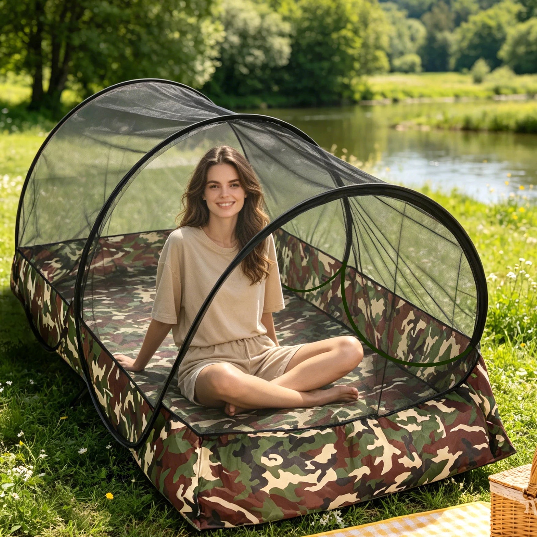 Pop-Up Mosquito Net Camping Tent – 2-Person Insect-Proof Shelter for Outdoor Travel & Cycling Trekker Essentials