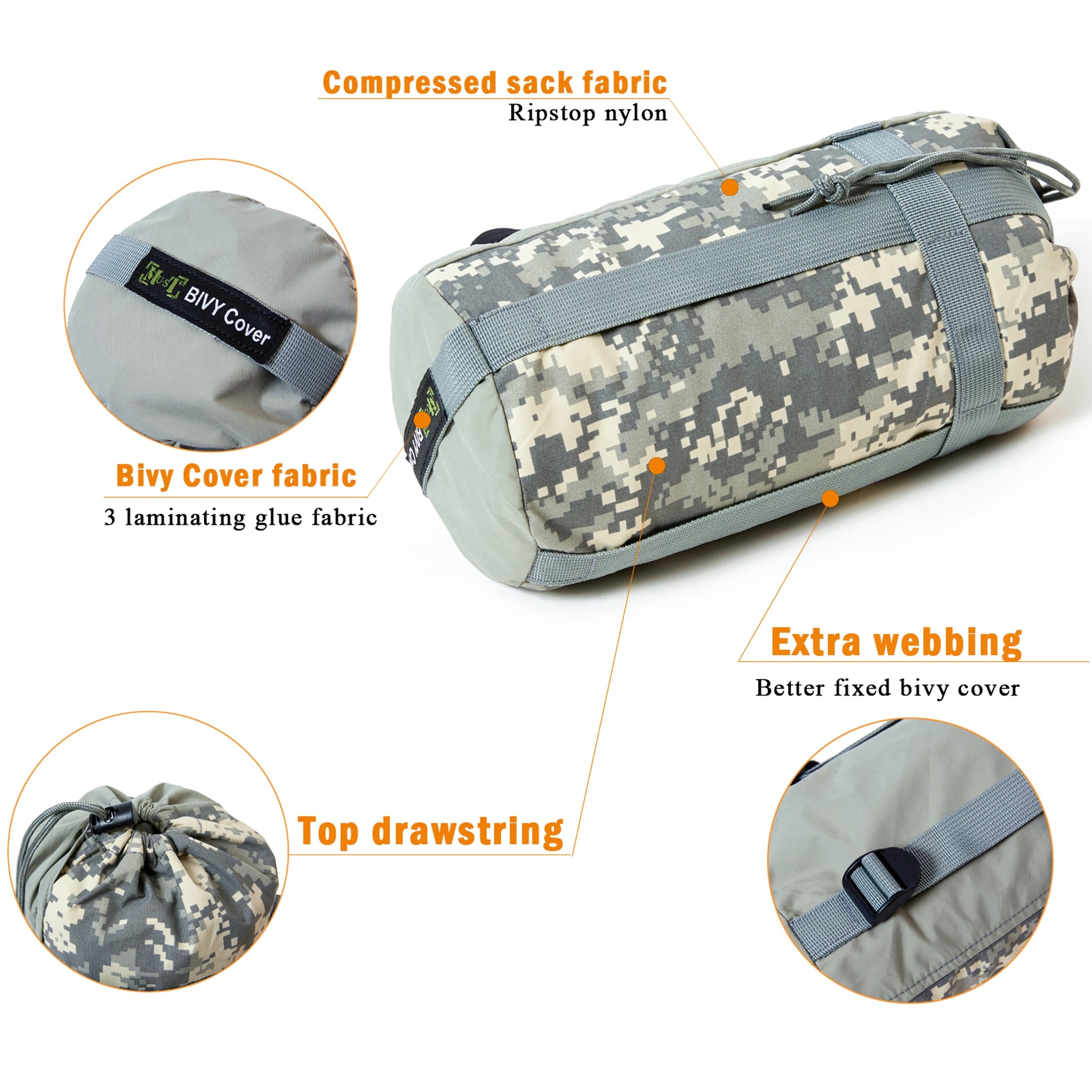 Bivy Cover Sack for Military Army Modular Sleeping System, Waterproof Outer Shell for Sleeping Bag, Minimalist Stealth Shelter Trekker Essentials