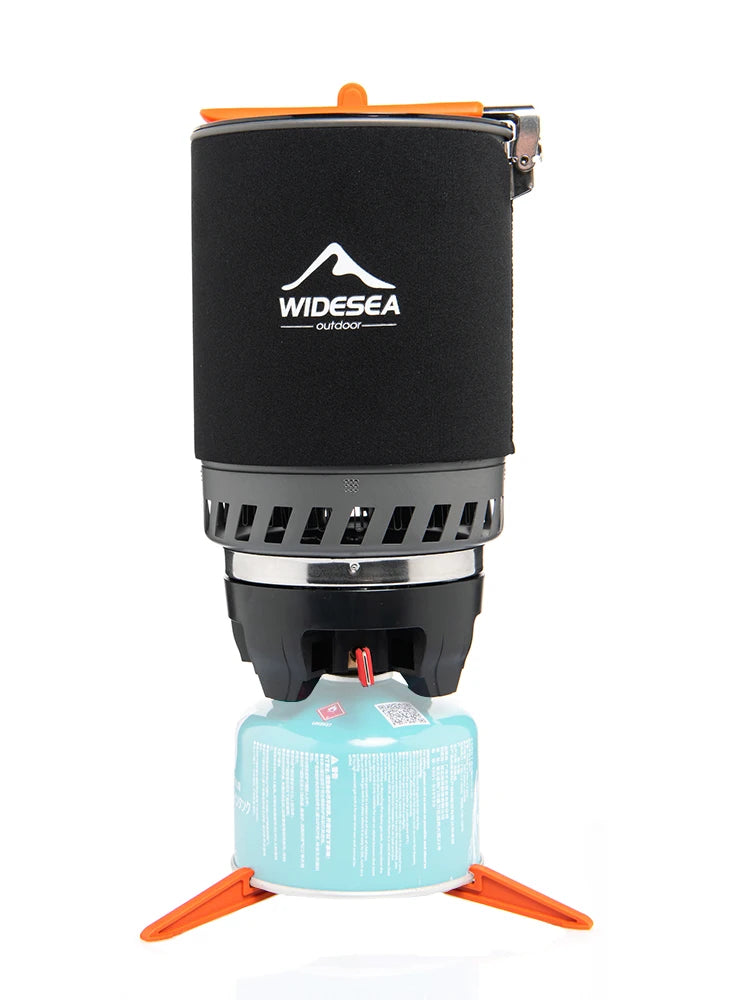 Camping Cooking System with Heat Exchanger – Complete Outdoor Pot Set & Gas Stove