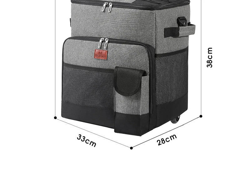 Cooler with Wheels and Handle Removable Wheels Insulated Portable Rolling Cooler Bag for Camping Hiking BBQ Summer Beach Travel