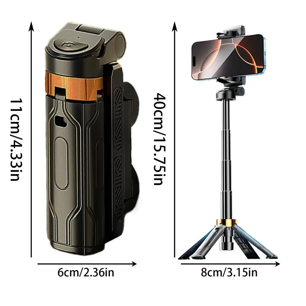 Trípode para selfies giratorio de 360° con control remoto inalámbrico y soporte para teléfono