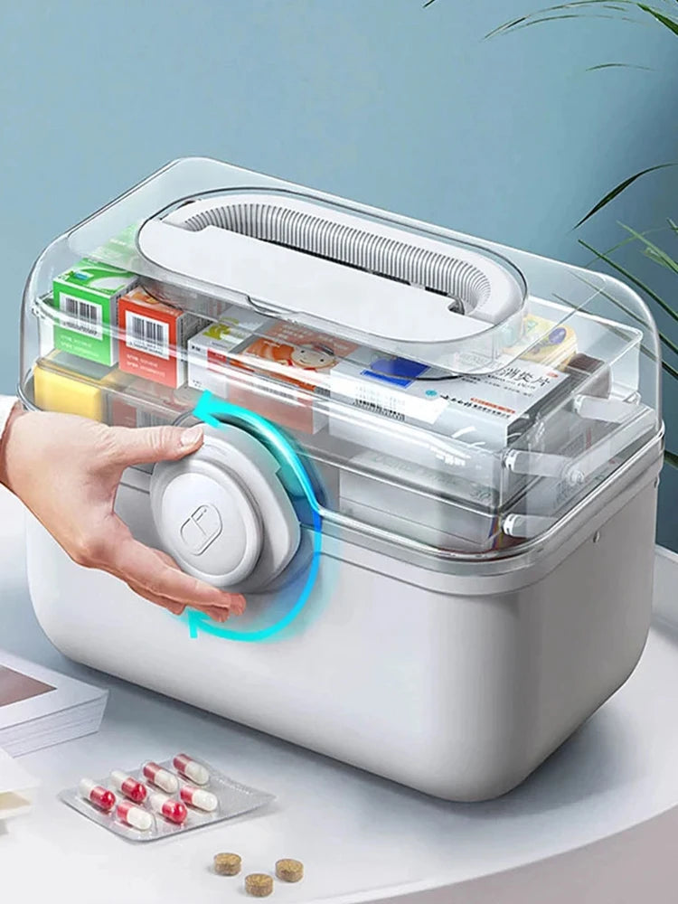 3-Layer Large-Capacity Medicine First Aid Kit Portable Foldable Split Multi-Layer Storage Box Medicine Container Family Tool Box Trekker Essentials