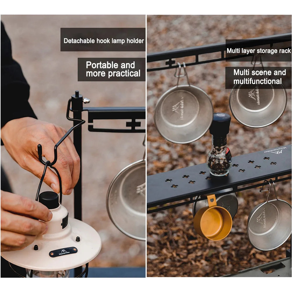 MountainHiker Camping Lantern Stand – Detachable Tabletop & Ground Light Holder, Adjustable Aluminum Alloy Lamp Bracket for Camping, Hiking & BBQ