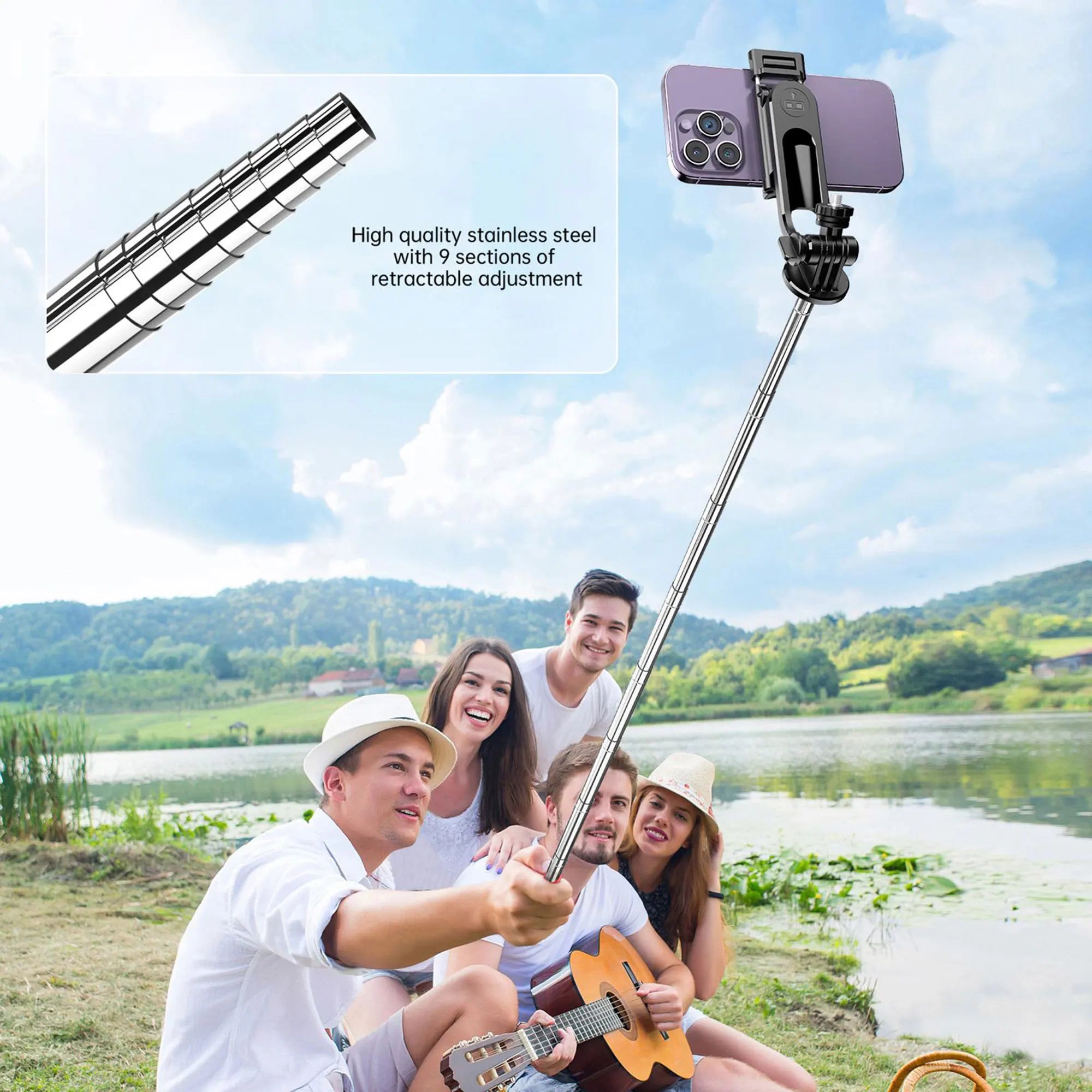 Portable Selfie Stick Tripod with Bluetooth Remote & 360° Phone Holder