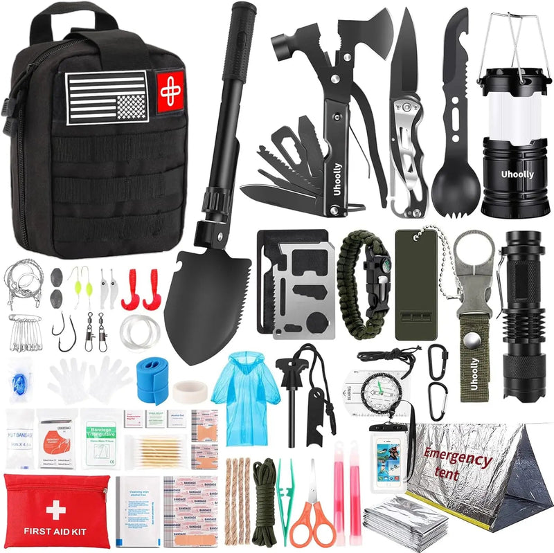252-Piece Emergency Survival Kit with MOLLE Bag, First Aid Gear for Outdoor Adventure, Car Travel, Earthquake Preparedness Trekker Essentials