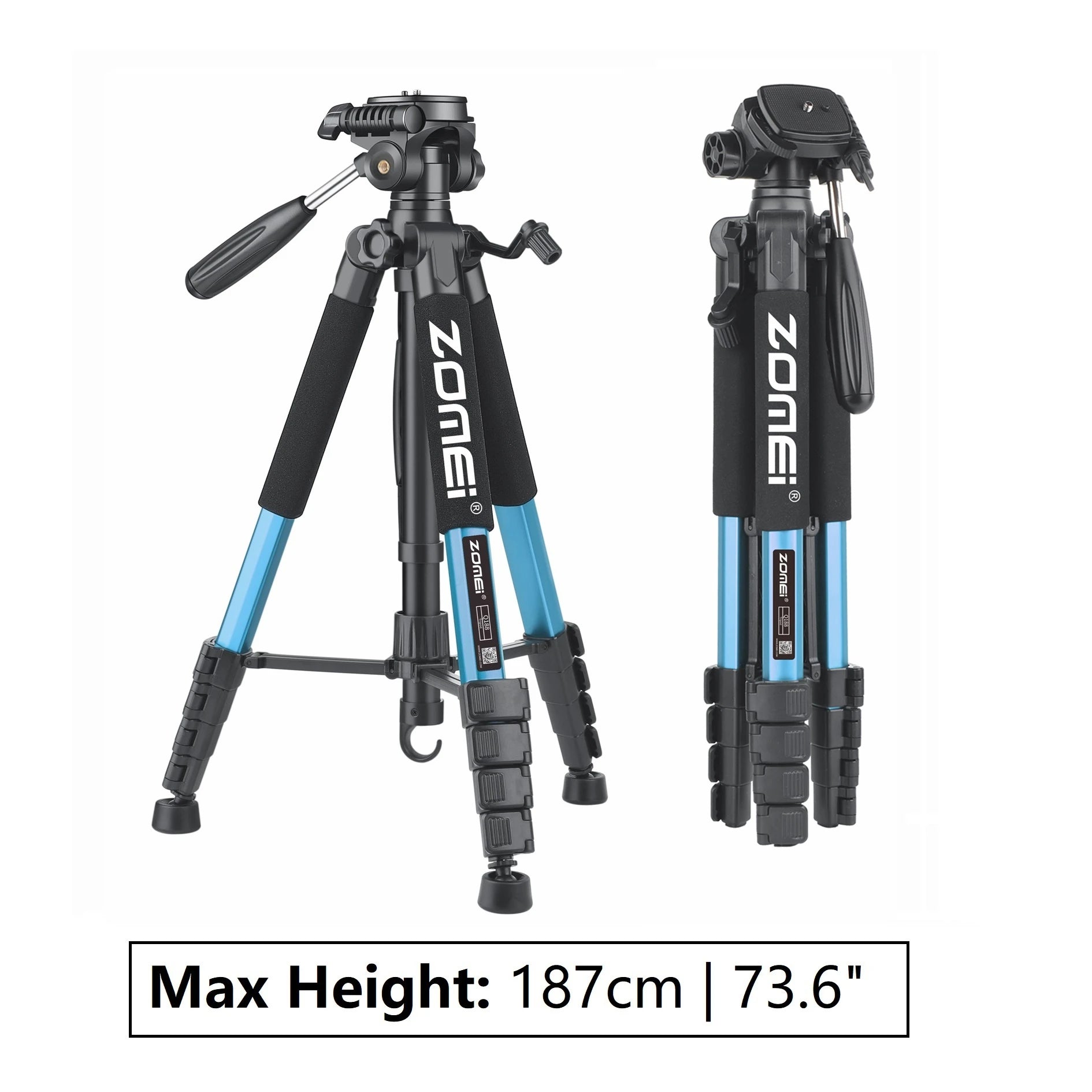 73.6" Professional Camera Tripod - 5kg Load Aluminum Alloy DSLR/Phone Stand