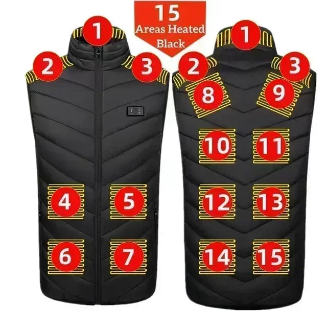 21-Zone Self-Heating Vest with USB Power | Men's & Women's Thermal Heated Jacket for Outdoor Activities