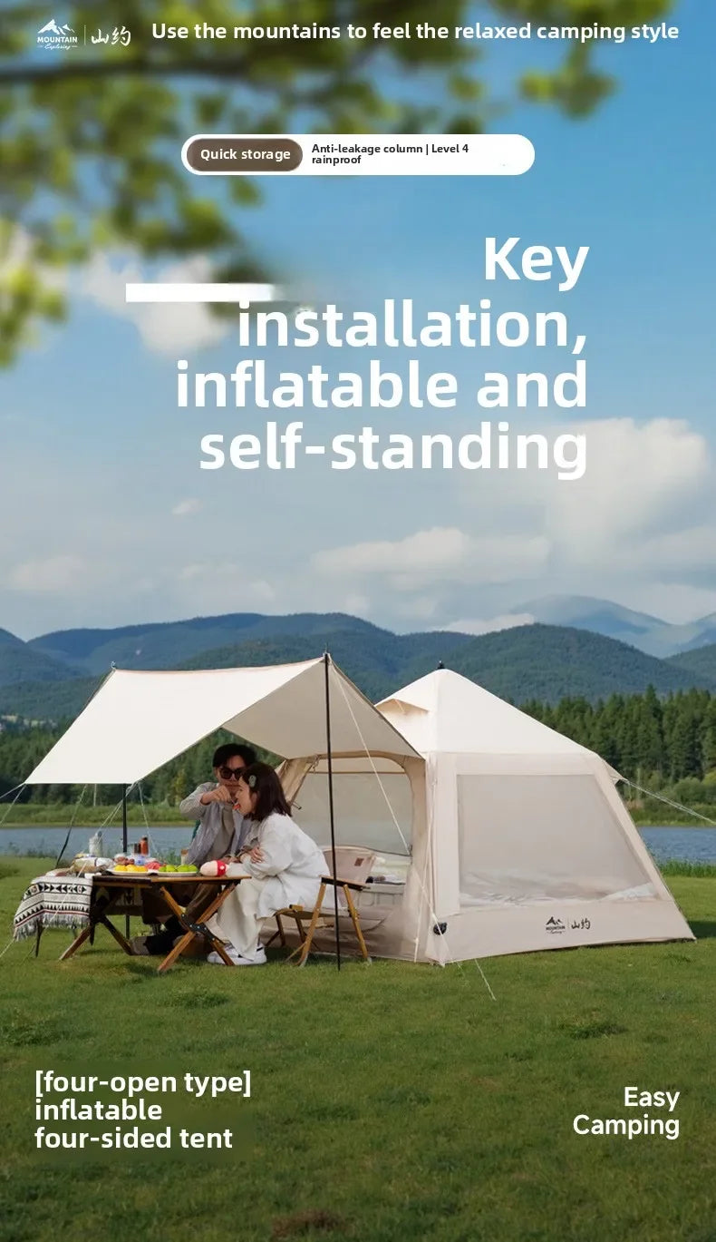 New Automatic Inflatable Camping Tent – Instant Setup, Waterproof & Portable for 2-Person Family Outdoor Adventures